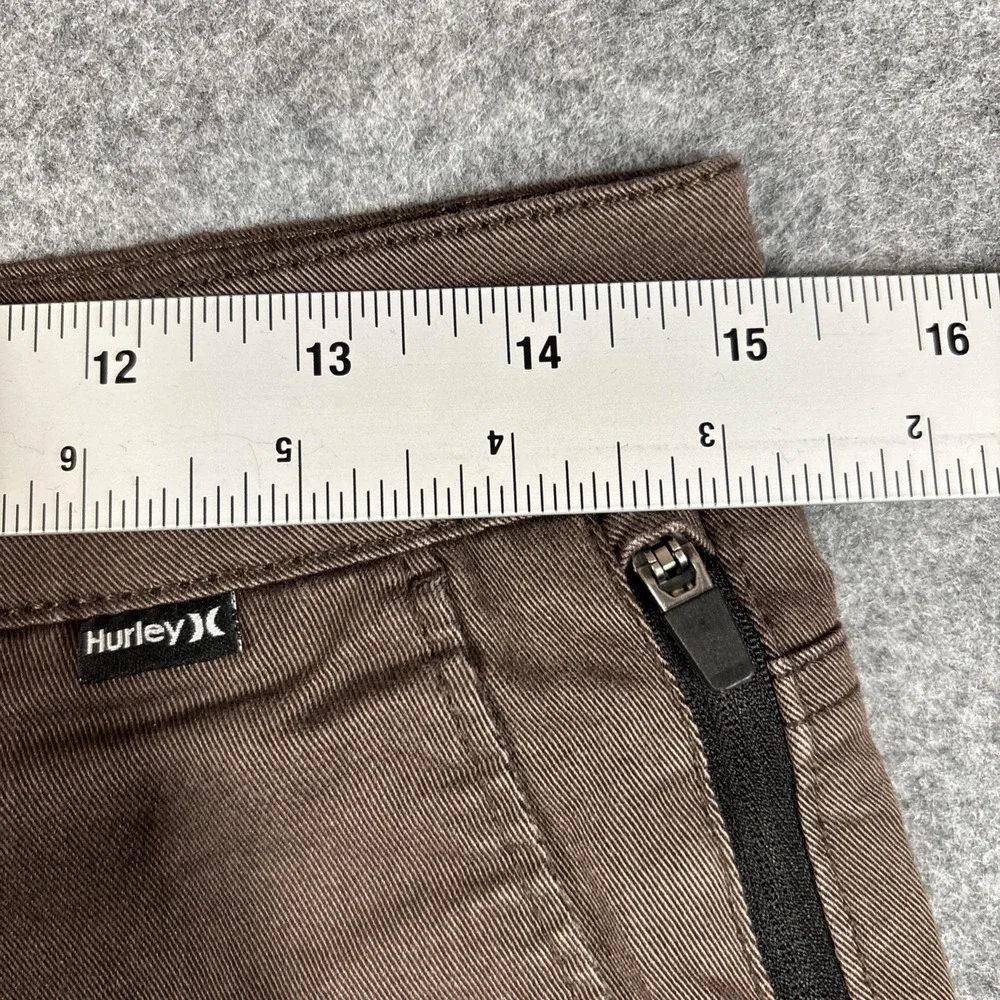 Hurley Chino Pants Mens 30x30 Brown Dri-FIT Straight Leg Zipper‎ Pocket